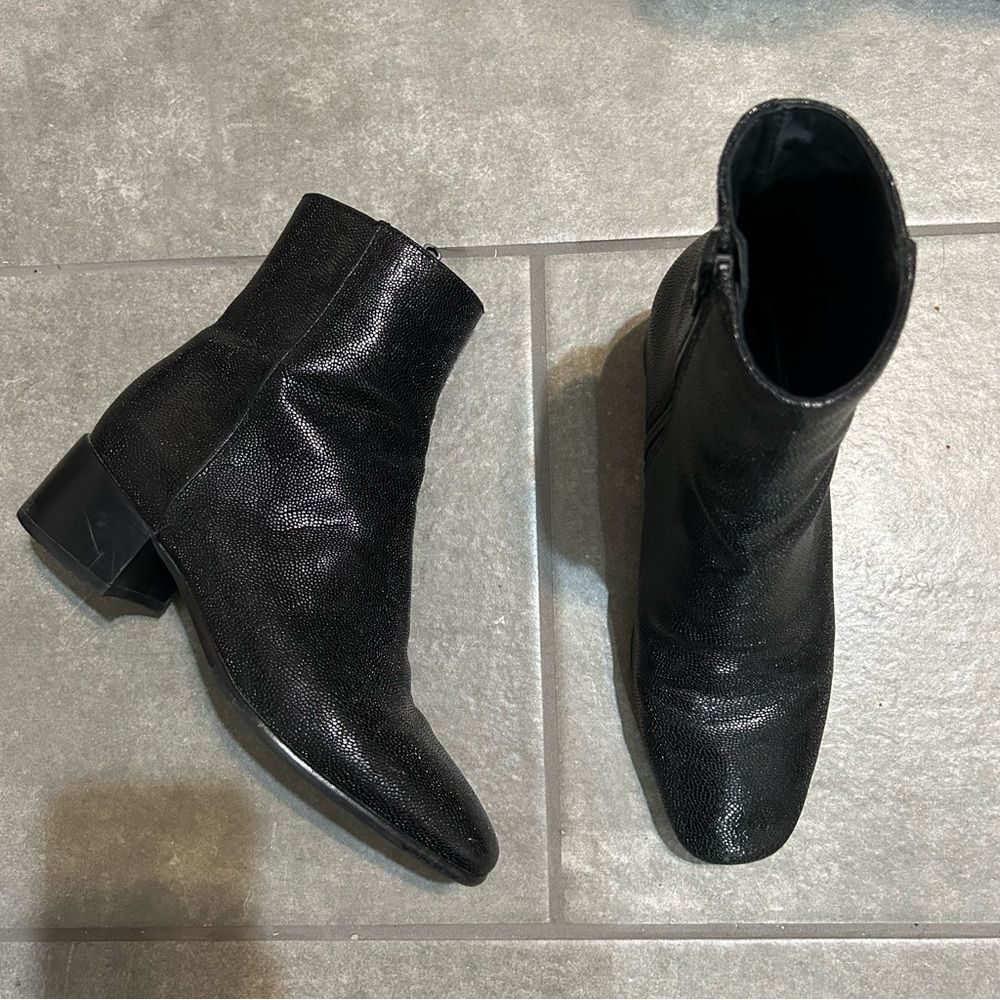 Rag & Bone Black Pebbled Leather Block Heel Mid Boots Women’s Shoe Size 6.5 - Picture 3 of 12